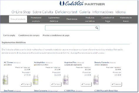 Calivita Partner - prodejna online